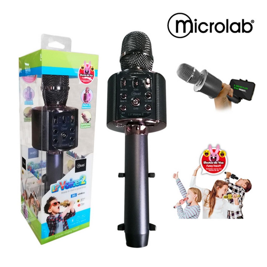 MICROFONO KARAOKE Lil VOICE 2 LED BLACK