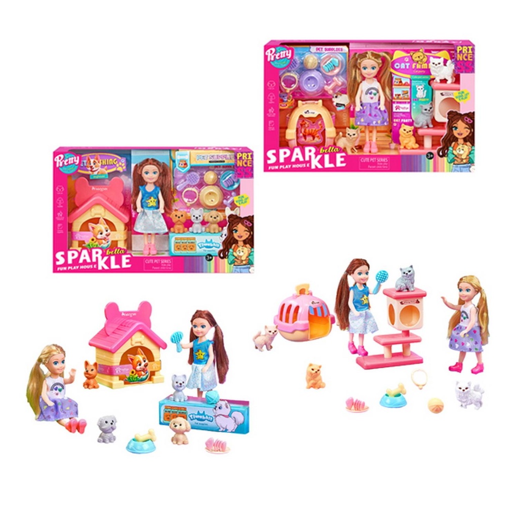 MUÑEQUITA CON MASCOTAS 