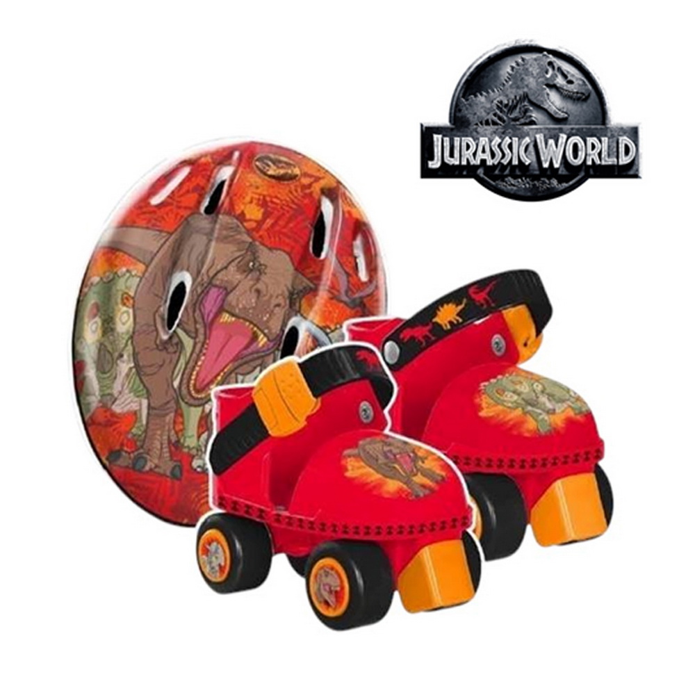 SET PATINES 4 RUEDAS CON CASCO JURASSIC