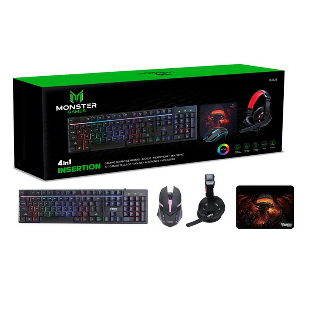 KIT GAMER 4 EN 1 MONSTER GAMES
