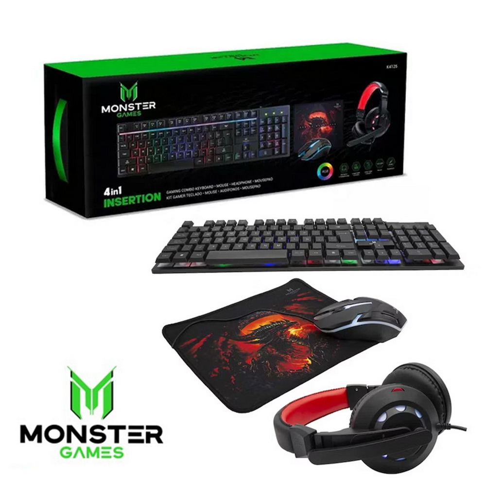 KIT GAMER 4 EN 1 MONSTER GAMES