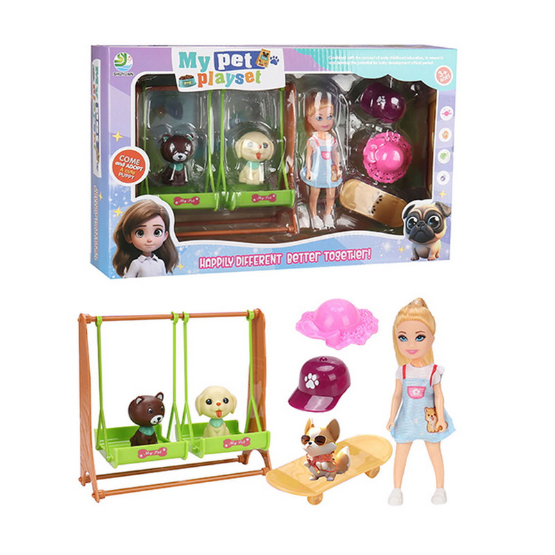 SET MUÑEQUITA CON MASCOTAS