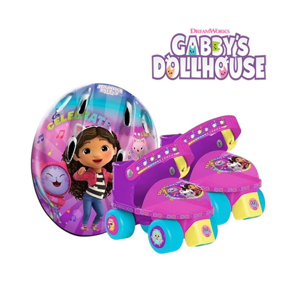 SET PATINES 4 RUEDAS CON CASCO GABBYS DOLLHOUSE